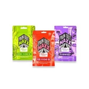 Pain Out Maxx Red, Green, and Trainwreck kratom powder available at the best kratom shop Tulsa Oklahoma.